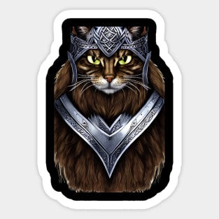 Viking Cat in Armour Sticker